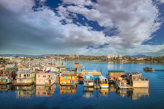 Floating houseboats at Fisherman's Wharf in Victoria, BC