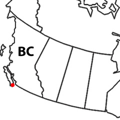 The location of Victoria in British Columbia, Canada