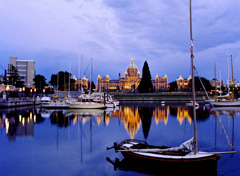 A view of the Victoria Parliament Buildings behind the Waterfront